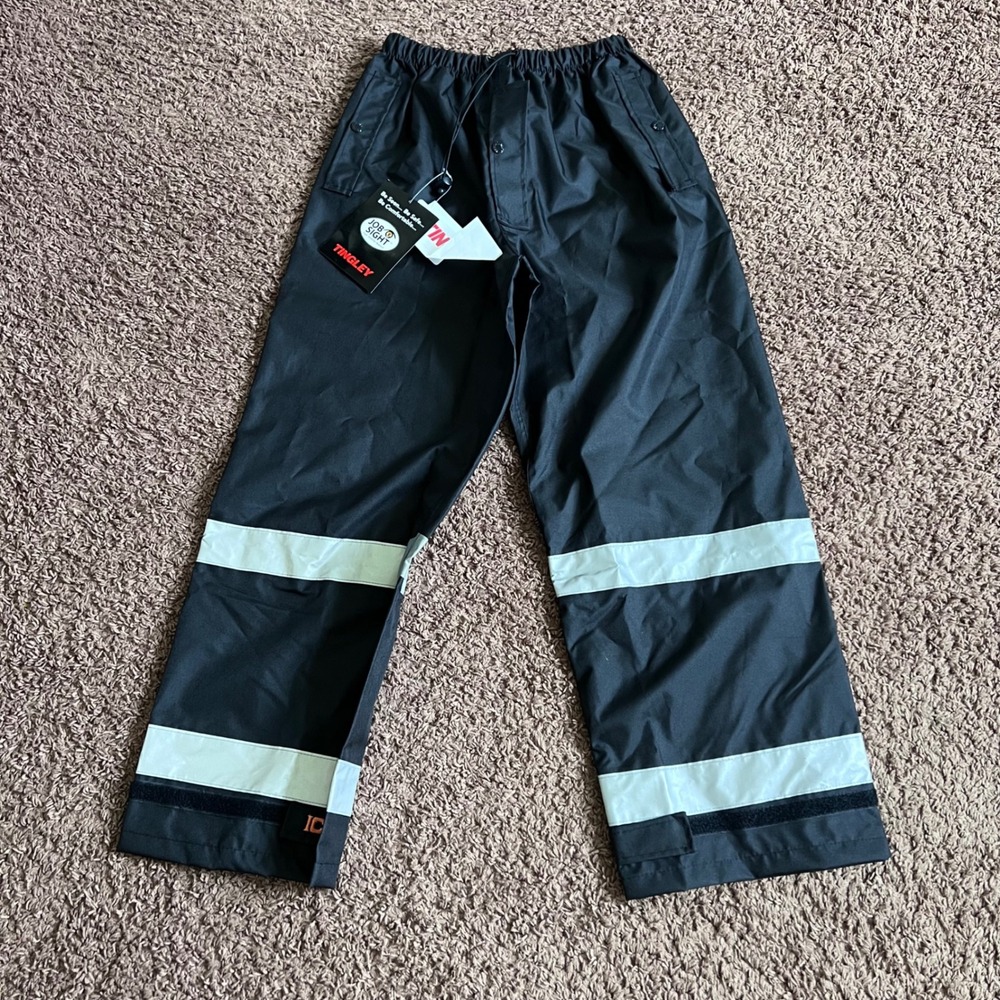 Tingley Icon Job Sight‎ Mens Black Reflective Rain Pants Waterproof Medium NEW